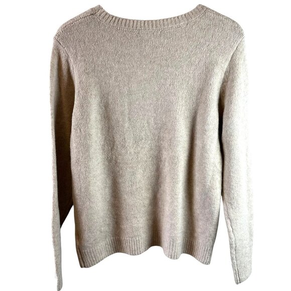 Cupcakes & Cashmere Beige JOY Christmas Wreath Holiday Sweater Size M - Picture 4 of 6